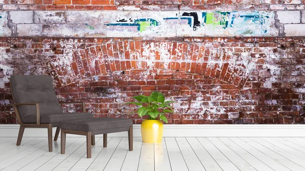 Modern parlak iç. 3D render