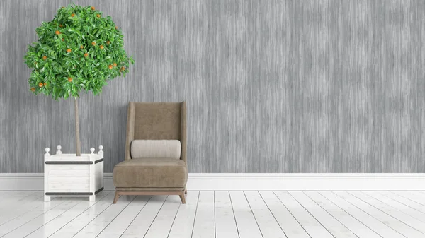 Modern parlak iç. 3D render