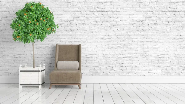 Modern parlak iç. 3D render