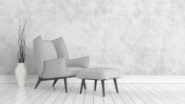 Modern parlak iç. 3D render