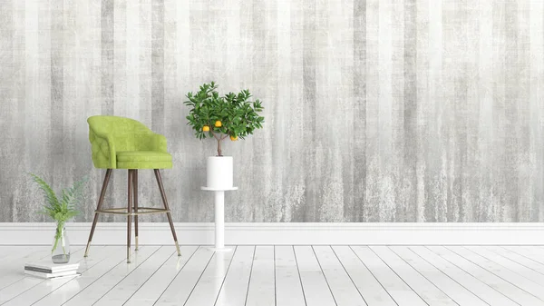 Modern parlak iç. 3D render