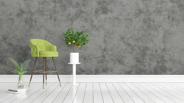 Modern parlak iç. 3D render