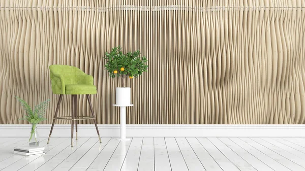 Modern parlak iç. 3D render