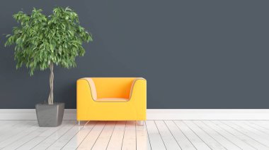 Modern parlak iç. 3D render