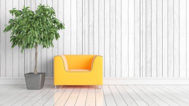 Modern parlak iç. 3D render