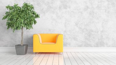 Modern parlak iç. 3D render