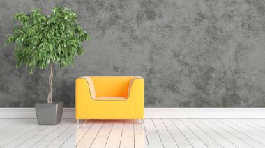 Modern parlak iç. 3D render