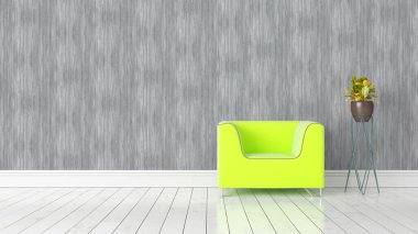 Modern parlak iç. 3D render