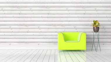 Modern parlak iç. 3D render