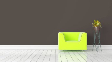 Modern parlak iç. 3D render