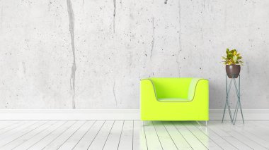 Modern parlak iç. 3D render