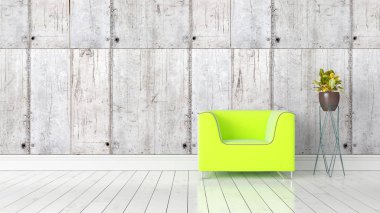 Modern parlak iç. 3D render