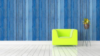 Modern parlak iç. 3D render