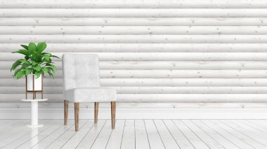 Modern parlak iç. 3D render