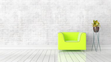 Modern parlak iç. 3D render