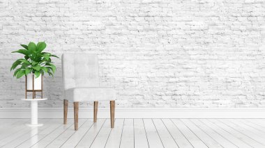 Modern parlak iç. 3D render