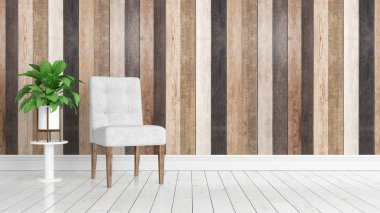 Modern parlak iç. 3D render