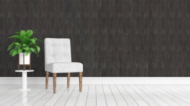 Modern parlak iç. 3D render