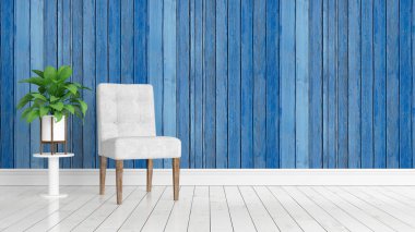 Modern parlak iç. 3D render