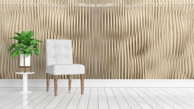 Modern parlak iç. 3D render