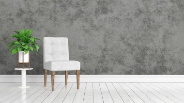 Modern parlak iç. 3D render