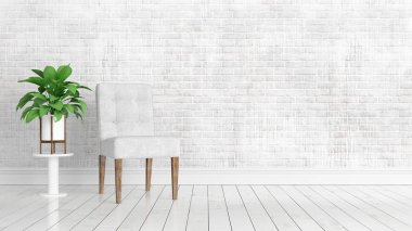 Modern parlak iç. 3D render