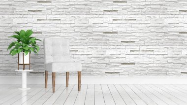 Modern parlak iç. 3D render