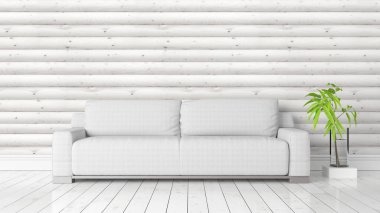 Modern parlak iç. 3D render