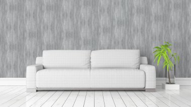 Modern parlak iç. 3D render