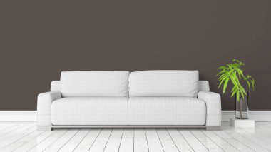 Modern parlak iç. 3D render