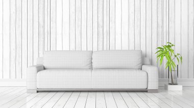 Modern parlak iç. 3D render