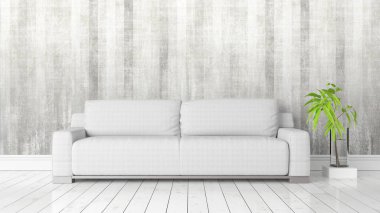 Modern parlak iç. 3D render