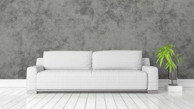 Modern parlak iç. 3D render