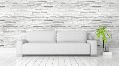 Modern parlak iç. 3D render