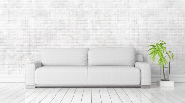 Modern parlak iç. 3D render