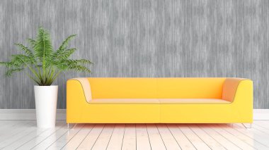 Modern parlak iç. 3D render