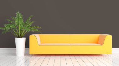 Modern parlak iç. 3D render