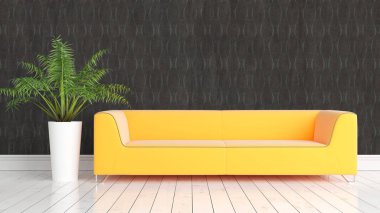 Modern parlak iç. 3D render