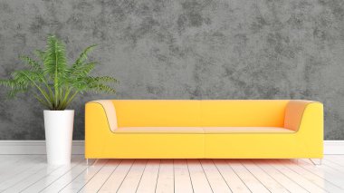 Modern parlak iç. 3D render