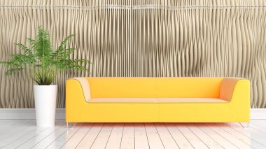 Modern parlak iç. 3D render