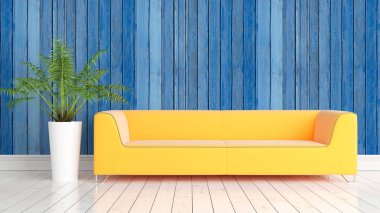 Modern parlak iç. 3D render