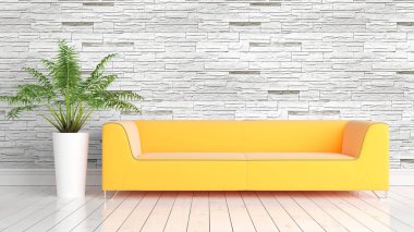 Modern parlak iç. 3D render