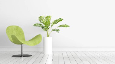 Modern parlak iç. 3D render