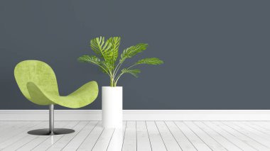 Modern parlak iç. 3D render