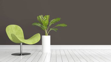 Modern parlak iç. 3D render