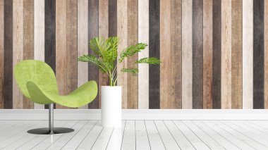 Modern parlak iç. 3D render