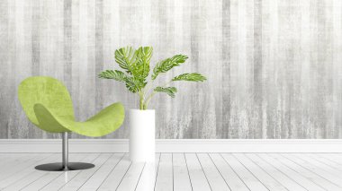 Modern parlak iç. 3D render