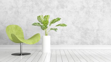 Modern parlak iç. 3D render