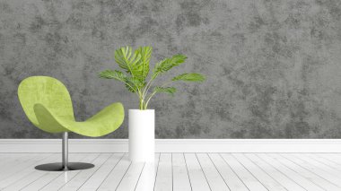 Modern parlak iç. 3D render