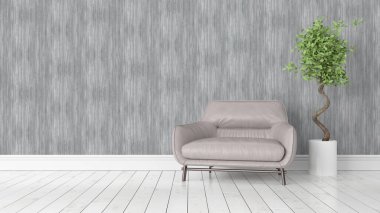 Modern parlak iç. 3D render